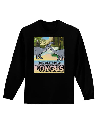Diplodocus Longus - With Name Adult Long Sleeve Dark T-Shirt-TooLoud-Black-Small-Davson Sales