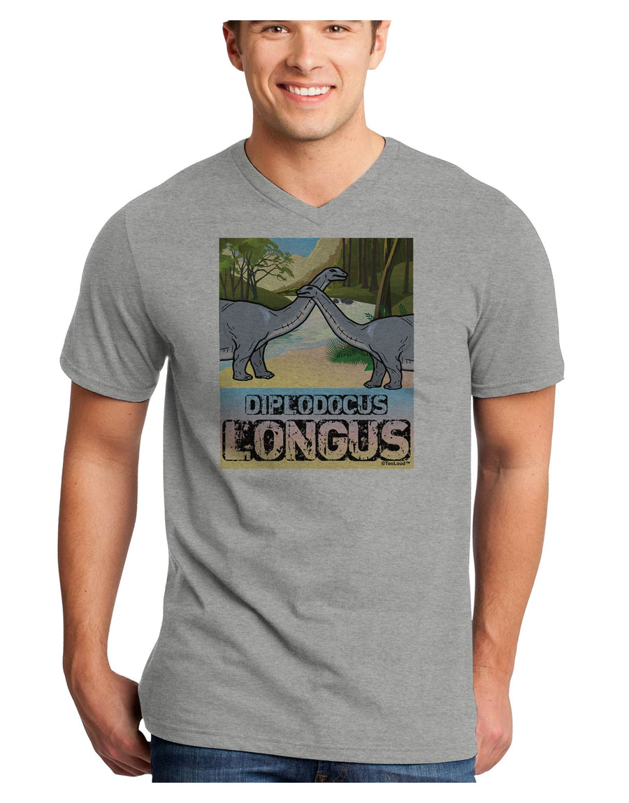 Diplodocus Longus - With Name Adult V-Neck T-shirt-Mens V-Neck T-Shirt-TooLoud-White-Small-Davson Sales