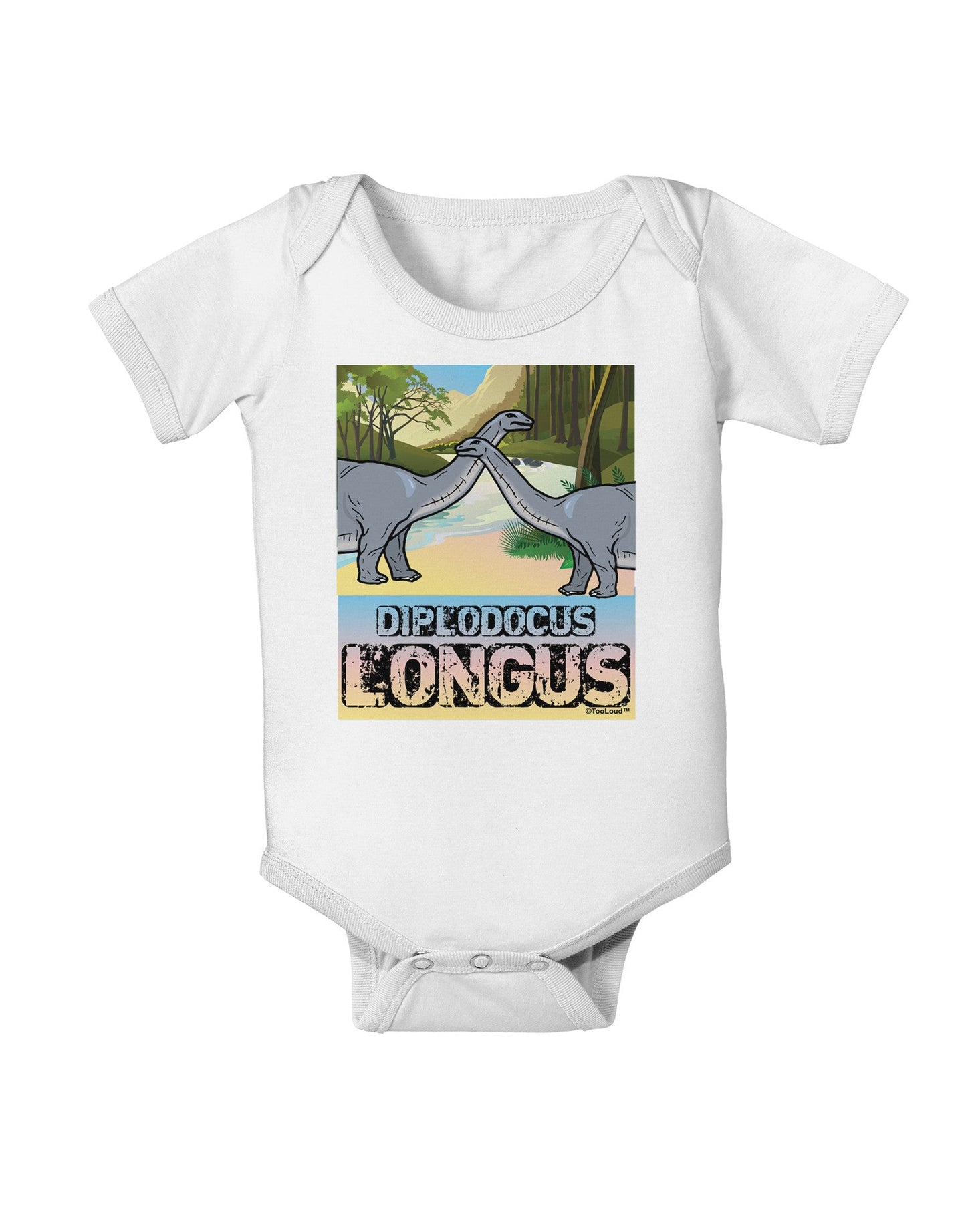Diplodocus Longus - With Name Baby Romper Bodysuit-Baby Romper-TooLoud-White-06-Months-Davson Sales