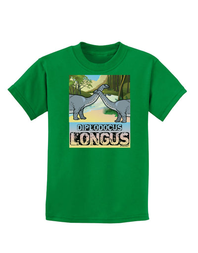 Diplodocus Longus - With Name Childrens Dark T-Shirt-Childrens T-Shirt-TooLoud-Kelly-Green-X-Small-Davson Sales