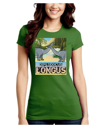 Diplodocus Longus - With Name Juniors Crew Dark T-Shirt-T-Shirts Juniors Tops-TooLoud-Kiwi-Green-Juniors Fitted Small-Davson Sales