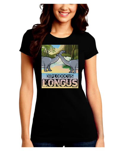 Diplodocus Longus - With Name Juniors Crew Dark T-Shirt-T-Shirts Juniors Tops-TooLoud-Black-Juniors Fitted Small-Davson Sales