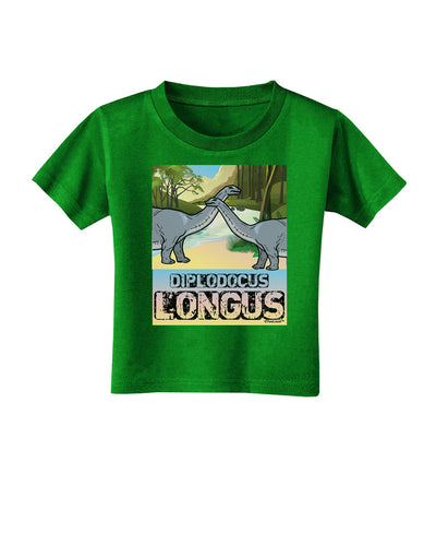 Diplodocus Longus - With Name Toddler T-Shirt Dark-Toddler T-Shirt-TooLoud-Clover-Green-2T-Davson Sales