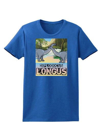 Diplodocus Longus - With Name Womens Dark T-Shirt-TooLoud-Royal-Blue-X-Small-Davson Sales