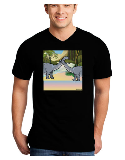 Diplodocus Longus - Without Name Adult Dark V-Neck T-Shirt-TooLoud-Black-Small-Davson Sales