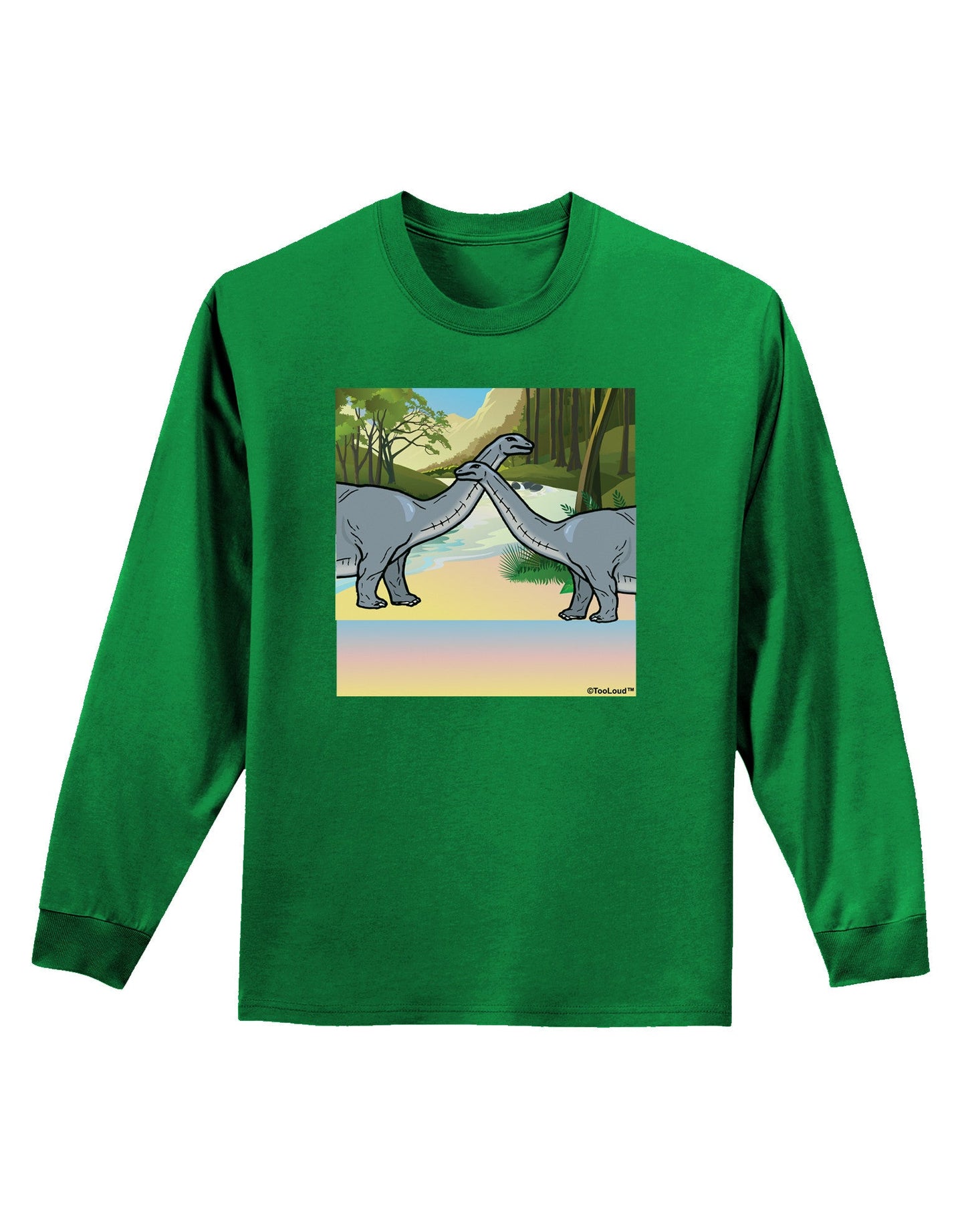 Diplodocus Longus - Without Name Adult Long Sleeve Dark T-Shirt-TooLoud-Kelly-Green-Small-Davson Sales