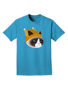 Disgruntled Cat Wearing Turkey Hat Adult Dark T-Shirt-Mens T-Shirt-TooLoud-Turquoise-Small-Davson Sales