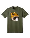 Disgruntled Cat Wearing Turkey Hat Adult Dark T-Shirt-Mens T-Shirt-TooLoud-Military-Green-Small-Davson Sales