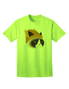 Disgruntled Cat Wearing Turkey Hat Adult T-Shirt-Mens T-Shirt-TooLoud-Neon-Green-Small-Davson Sales