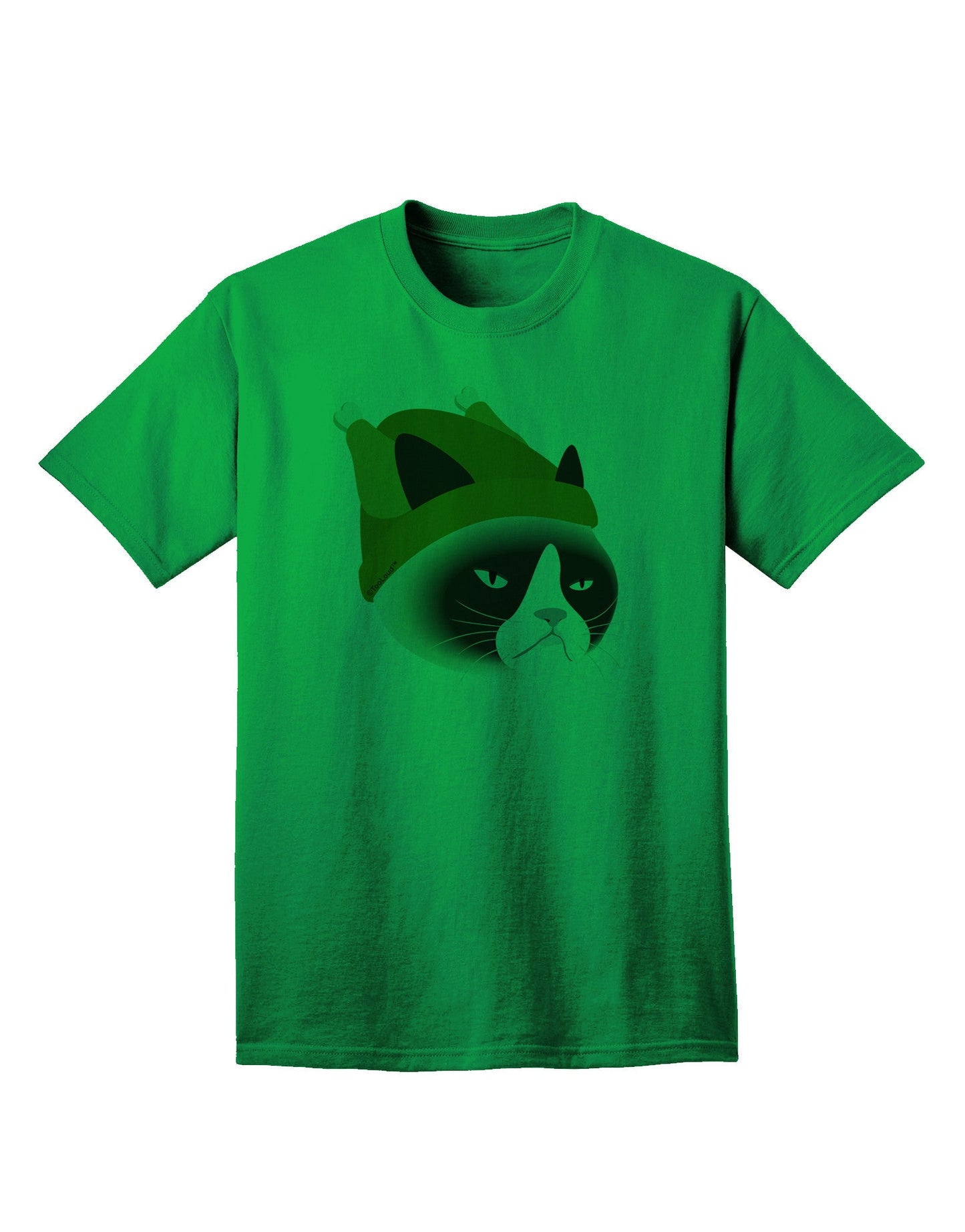 Disgruntled Cat Wearing Turkey Hat Adult T-Shirt-Mens T-Shirt-TooLoud-Kelly-Green-Small-Davson Sales