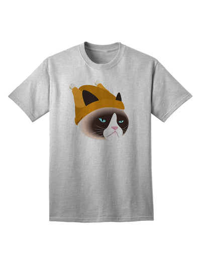 Disgruntled Cat Wearing Turkey Hat Adult T-Shirt-Mens T-Shirt-TooLoud-AshGray-Small-Davson Sales