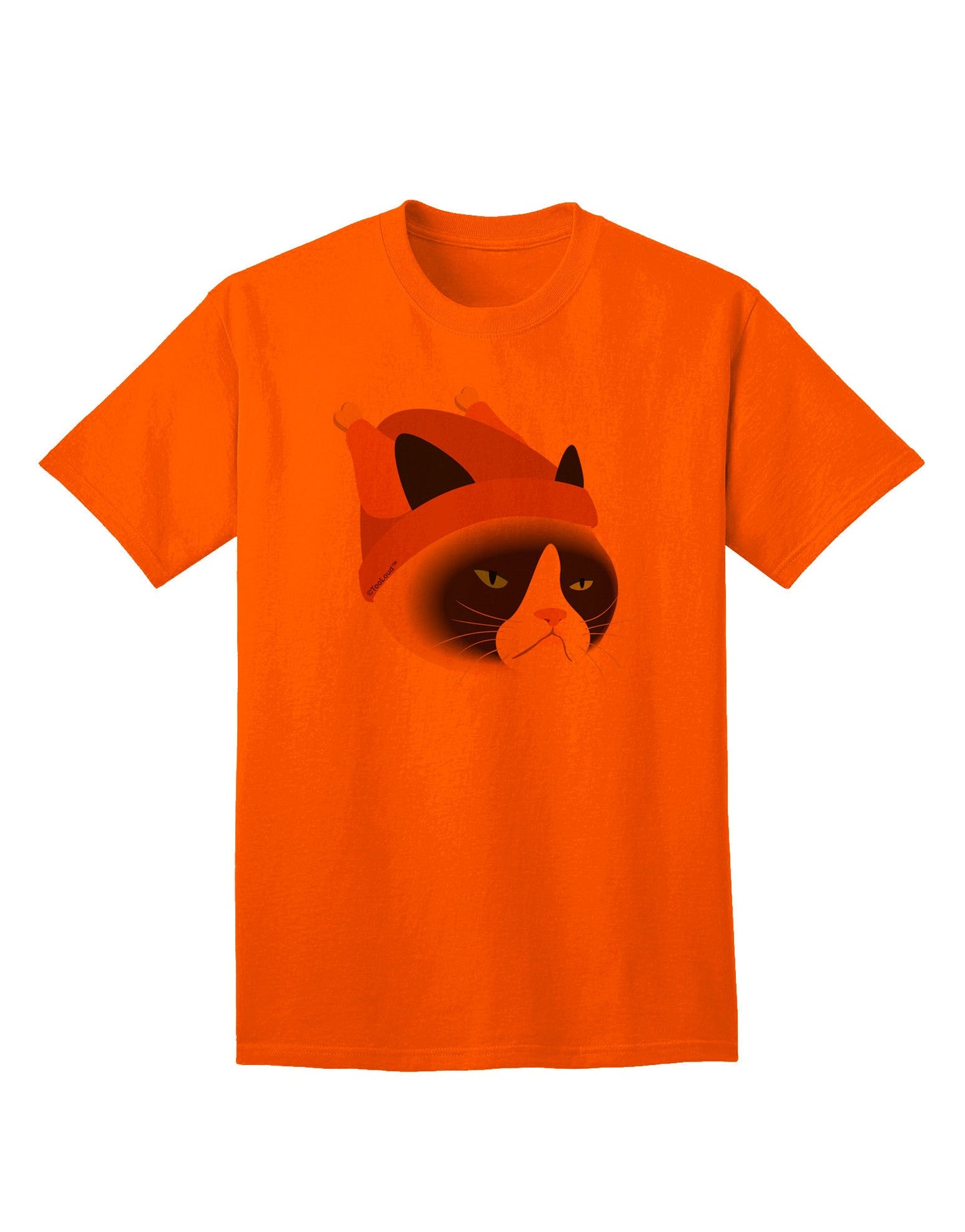 Disgruntled Cat Wearing Turkey Hat Adult T-Shirt-Mens T-Shirt-TooLoud-Orange-Small-Davson Sales