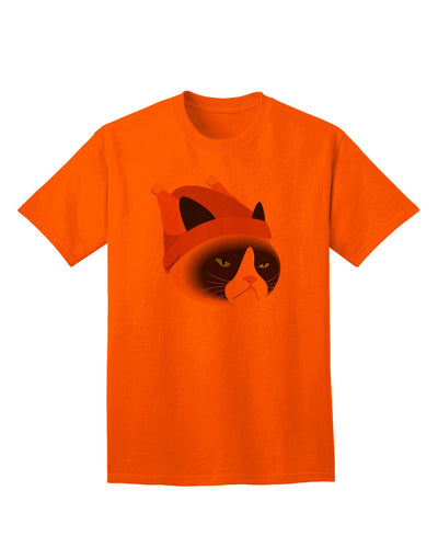 Disgruntled Cat Wearing Turkey Hat Adult T-Shirt-Mens T-Shirt-TooLoud-Orange-Small-Davson Sales