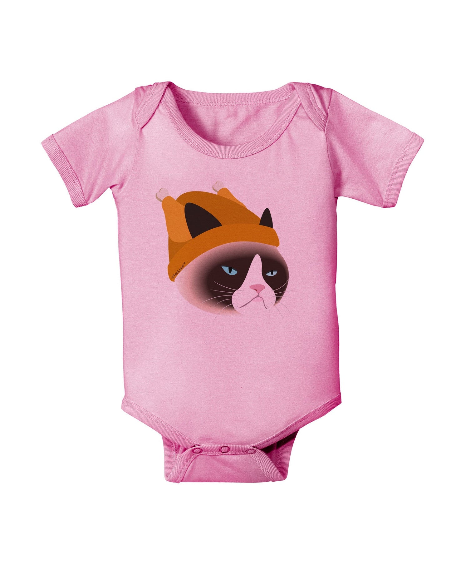 Disgruntled Cat Wearing Turkey Hat Baby Romper Bodysuit by-Baby Romper-TooLoud-Pink-06-Months-Davson Sales