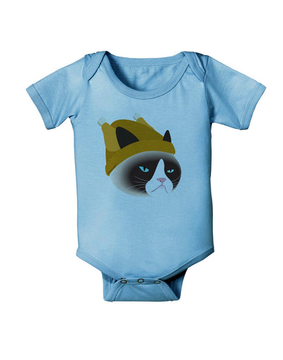 Disgruntled Cat Wearing Turkey Hat Baby Romper Bodysuit by-Baby Romper-TooLoud-LightBlue-06-Months-Davson Sales