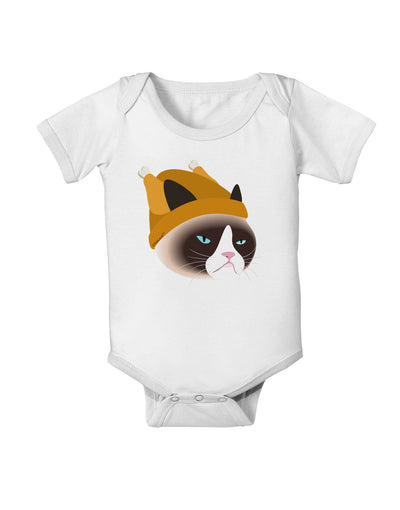 Disgruntled Cat Wearing Turkey Hat Baby Romper Bodysuit by-Baby Romper-TooLoud-White-06-Months-Davson Sales