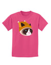 Disgruntled Cat Wearing Turkey Hat Childrens Dark T-Shirt-Childrens T-Shirt-TooLoud-Sangria-X-Small-Davson Sales