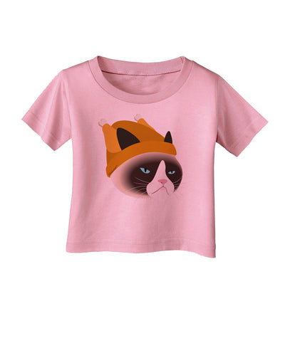 Disgruntled Cat Wearing Turkey Hat Infant T-Shirt-Infant T-Shirt-TooLoud-Candy-Pink-06-Months-Davson Sales