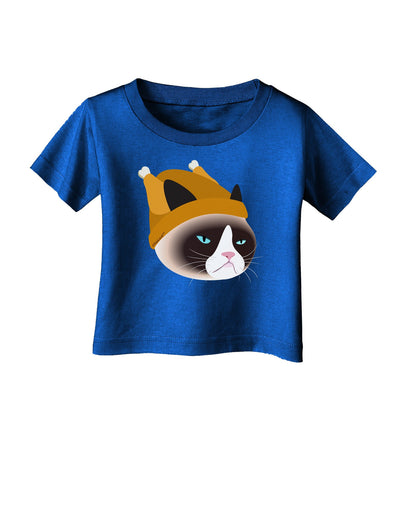 Disgruntled Cat Wearing Turkey Hat Infant T-Shirt Dark by-Infant T-Shirt-TooLoud-Royal-Blue-06-Months-Davson Sales