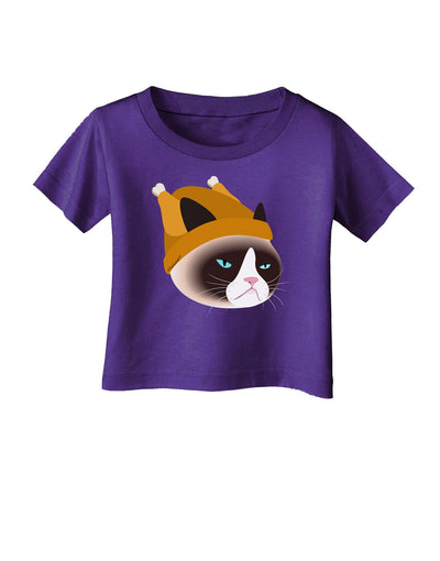 Disgruntled Cat Wearing Turkey Hat Infant T-Shirt Dark by-Infant T-Shirt-TooLoud-Purple-06-Months-Davson Sales