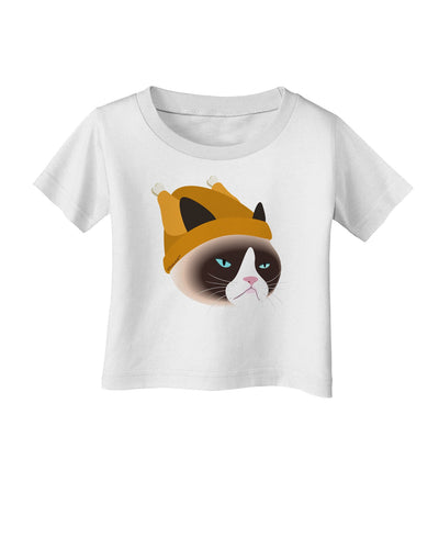 Disgruntled Cat Wearing Turkey Hat Infant T-Shirt-Infant T-Shirt-TooLoud-White-06-Months-Davson Sales