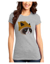 Disgruntled Cat Wearing Turkey Hat Juniors T-Shirt-Womens Juniors T-Shirt-TooLoud-Ash-Gray-Juniors Fitted X-Small-Davson Sales