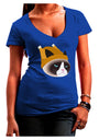 Disgruntled Cat Wearing Turkey Hat Juniors V-Neck Dark T-Shirt-Womens V-Neck T-Shirts-TooLoud-Royal-Blue-Juniors Fitted Small-Davson Sales