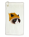 Disgruntled Cat Wearing Turkey Hat Micro Terry Gromet Golf Towel 16 x 25 inch by TooLoud-Golf Towel-TooLoud-White-Davson Sales