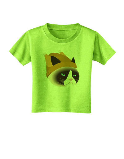 Disgruntled Cat Wearing Turkey Hat Toddler T-Shirt-Toddler T-Shirt-TooLoud-Lime-Green-2T-Davson Sales