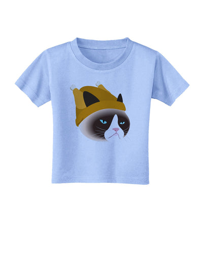 Disgruntled Cat Wearing Turkey Hat Toddler T-Shirt-Toddler T-Shirt-TooLoud-Aquatic-Blue-2T-Davson Sales