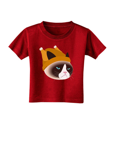 Disgruntled Cat Wearing Turkey Hat Toddler T-Shirt Dark by-Toddler T-Shirt-TooLoud-Red-2T-Davson Sales