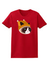 Disgruntled Cat Wearing Turkey Hat Womens Dark T-Shirt-TooLoud-Red-X-Small-Davson Sales