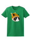 Disgruntled Cat Wearing Turkey Hat Womens Dark T-Shirt-TooLoud-Kelly-Green-X-Small-Davson Sales