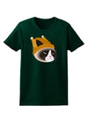 Disgruntled Cat Wearing Turkey Hat Womens Dark T-Shirt-TooLoud-Forest-Green-Small-Davson Sales