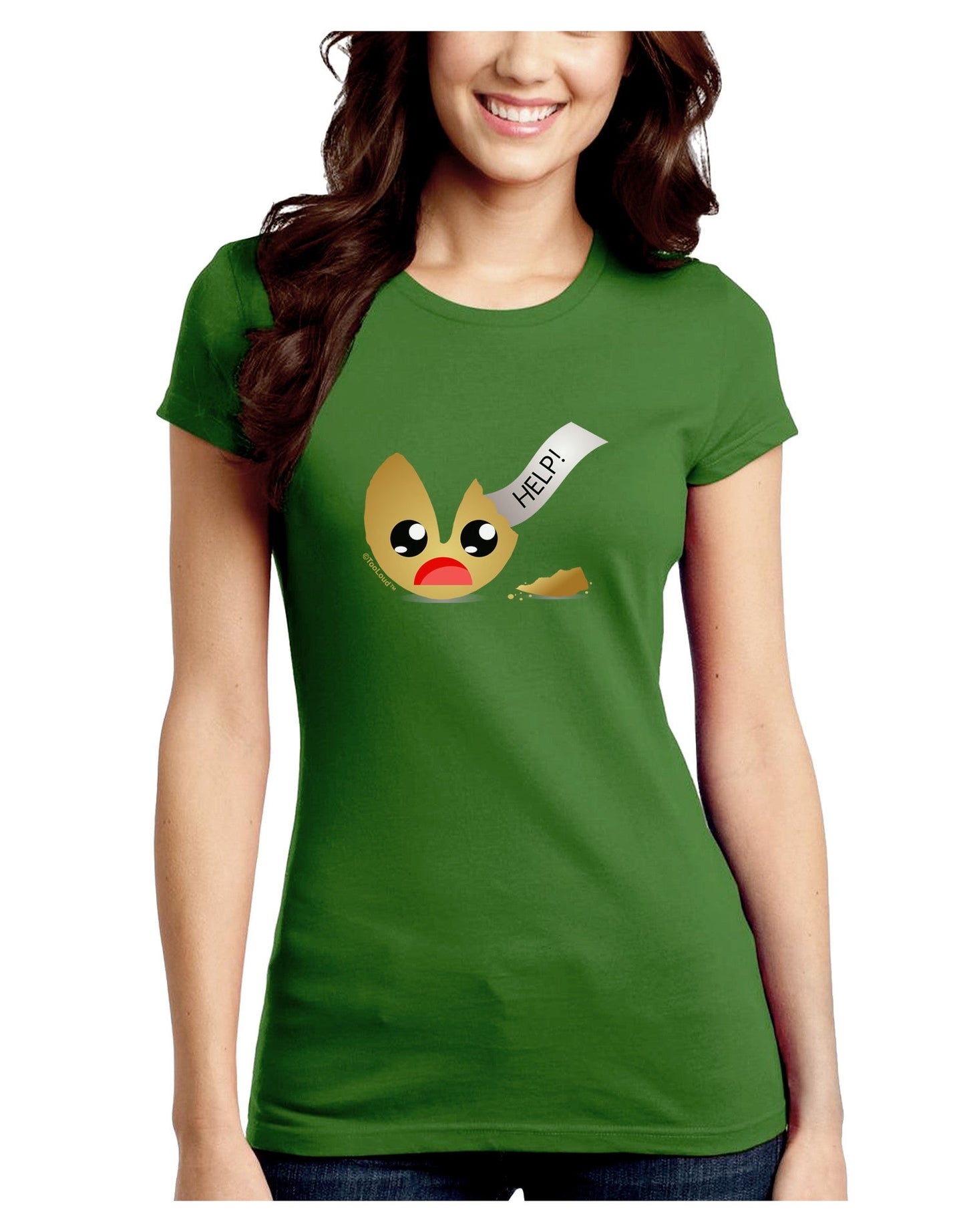 Dismembered Fortune Cookie Juniors Petite Crew Dark T-Shirt-T-Shirts Juniors Tops-TooLoud-Kiwi-Green-Juniors Fitted Small-Davson Sales