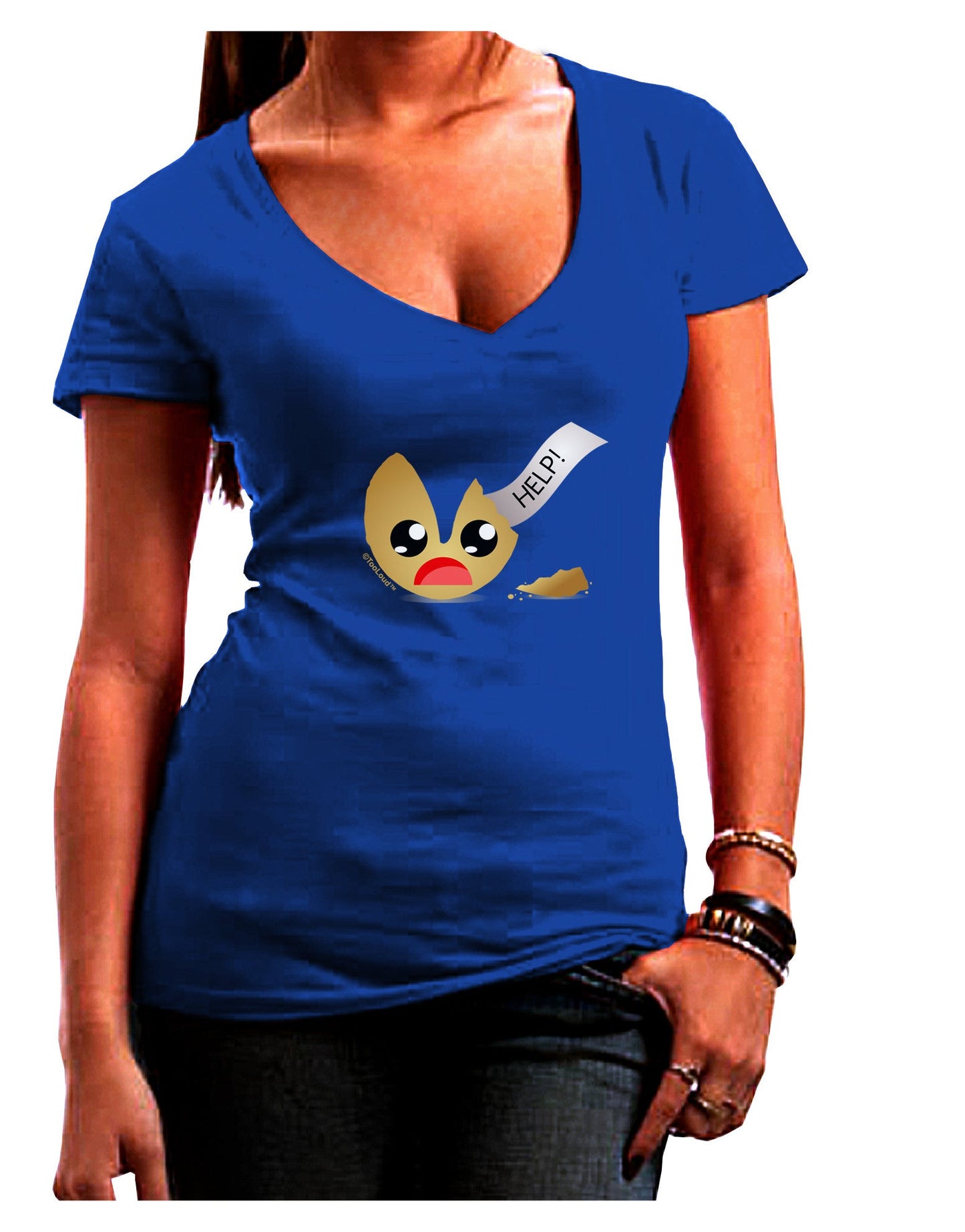 Dismembered Fortune Cookie Womens V-Neck Dark T-Shirt-Womens V-Neck T-Shirts-TooLoud-Royal-Blue-Juniors Fitted Small-Davson Sales