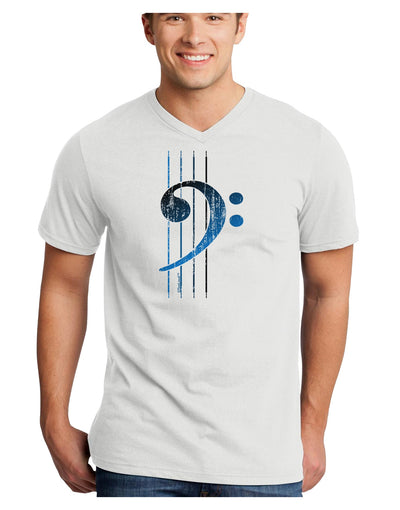 Distressed Bass Strings Adult V-Neck T-shirt-Mens V-Neck T-Shirt-TooLoud-White-Small-Davson Sales