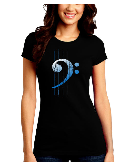 Distressed Bass Strings Juniors Petite Crew Dark T-Shirt-T-Shirts Juniors Tops-TooLoud-Black-Juniors Fitted Small-Davson Sales