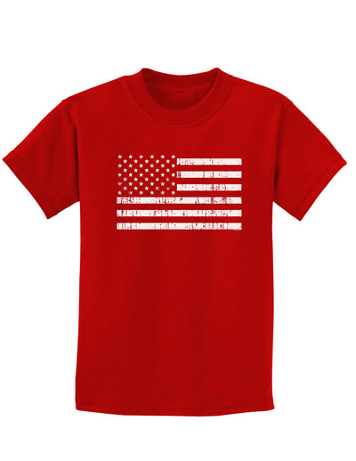 Distressed Black and White American Flag Childrens Dark T-Shirt-Childrens T-Shirt-TooLoud-Red-X-Small-Davson Sales