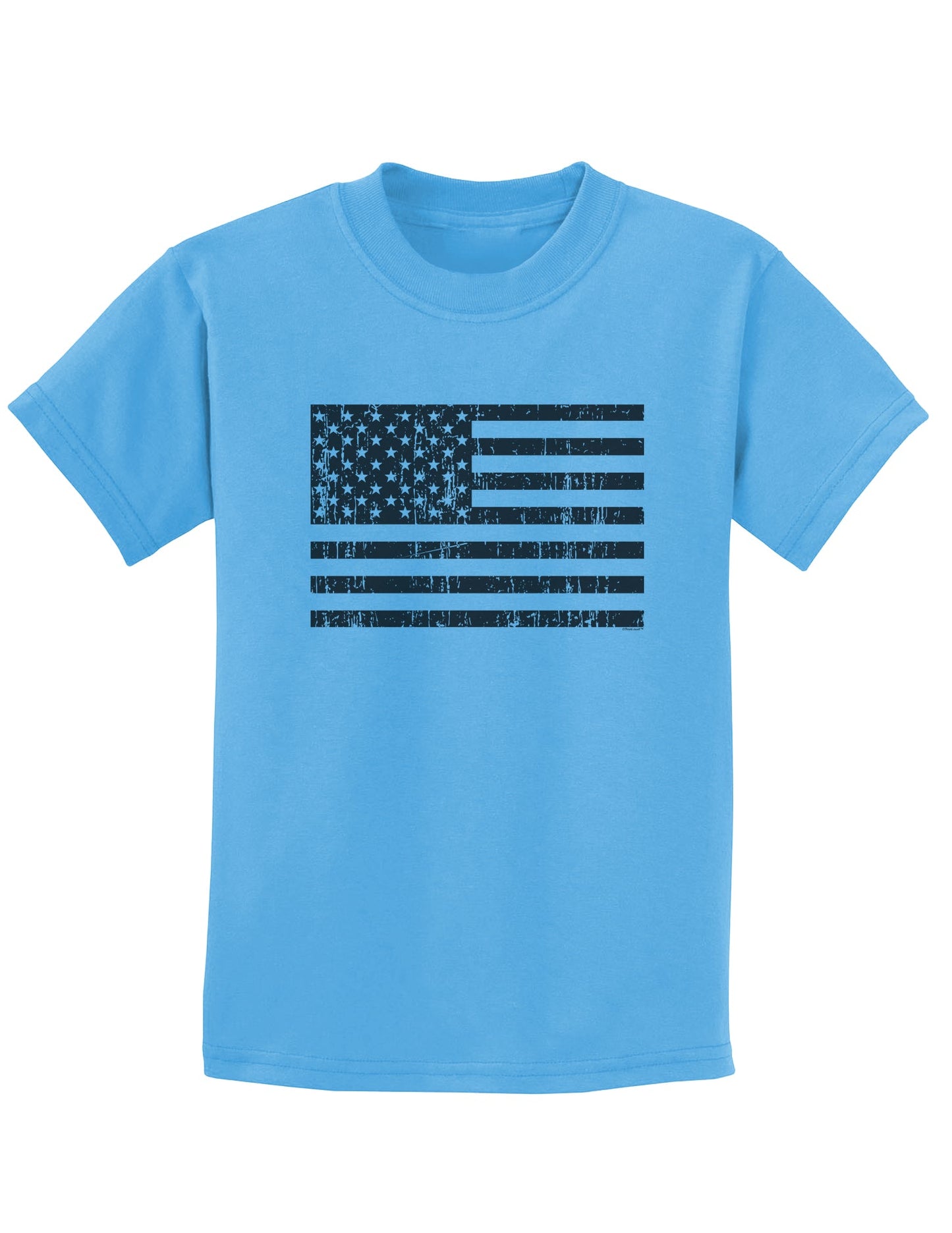 Distressed Black and White American Flag Childrens T-Shirt-Childrens T-Shirt-TooLoud-Aquatic-Blue-X-Small-Davson Sales