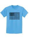 Distressed Black and White American Flag Childrens T-Shirt-Childrens T-Shirt-TooLoud-Aquatic-Blue-X-Small-Davson Sales