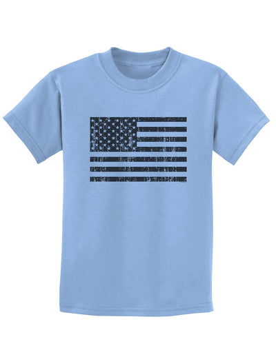 Distressed Black and White American Flag Childrens T-Shirt-Childrens T-Shirt-TooLoud-Light-Blue-X-Small-Davson Sales