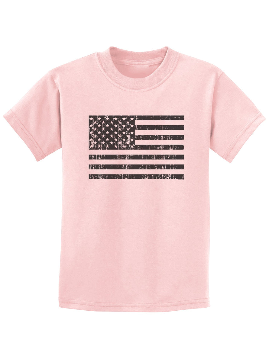 Distressed Black and White American Flag Childrens T-Shirt-Childrens T-Shirt-TooLoud-White-X-Small-Davson Sales