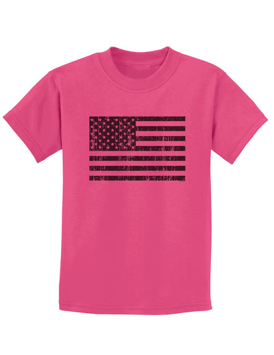 Distressed Black and White American Flag Childrens T-Shirt-Childrens T-Shirt-TooLoud-Sangria-X-Small-Davson Sales