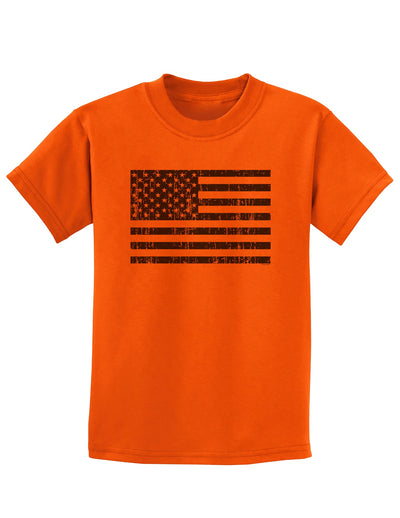 Distressed Black and White American Flag Childrens T-Shirt-Childrens T-Shirt-TooLoud-Orange-X-Small-Davson Sales