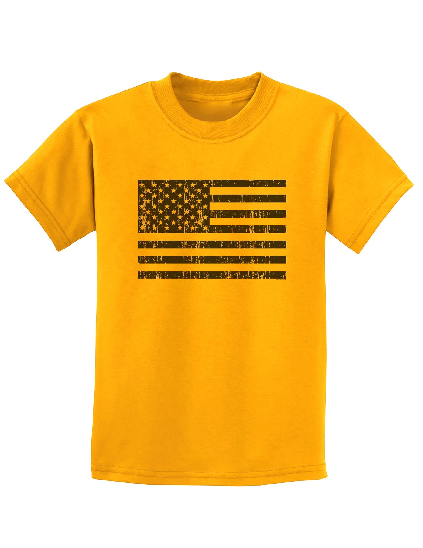 Distressed Black and White American Flag Childrens T-Shirt-Childrens T-Shirt-TooLoud-Gold-X-Small-Davson Sales