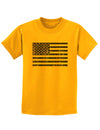 Distressed Black and White American Flag Childrens T-Shirt-Childrens T-Shirt-TooLoud-Gold-X-Small-Davson Sales