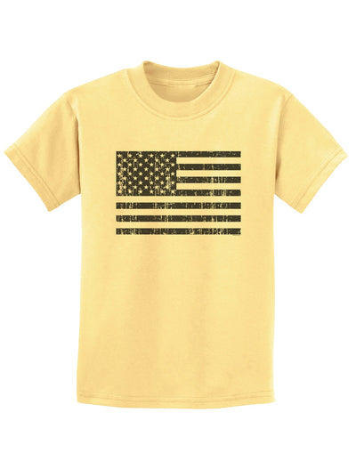 Distressed Black and White American Flag Childrens T-Shirt-Childrens T-Shirt-TooLoud-Daffodil-Yellow-X-Small-Davson Sales