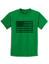 Distressed Black and White American Flag Childrens T-Shirt-Childrens T-Shirt-TooLoud-Kelly-Green-X-Small-Davson Sales