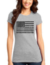 Distressed Black and White American Flag Juniors T-Shirt-Womens Juniors T-Shirt-TooLoud-Heather-Gray-Small-Davson Sales